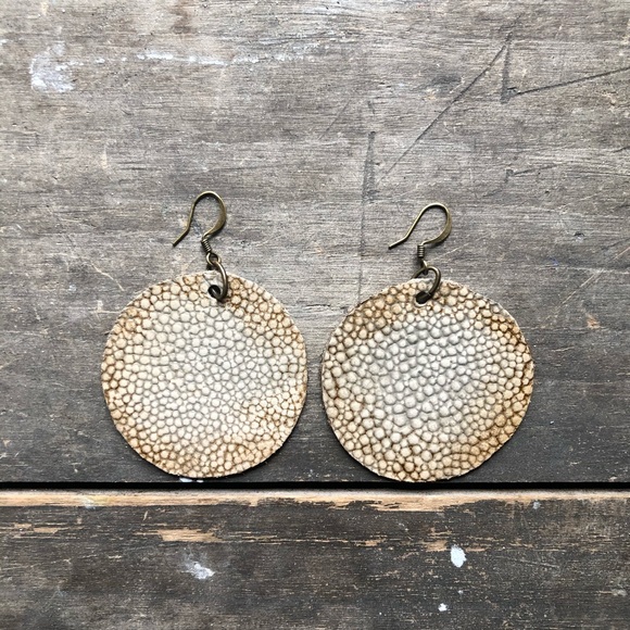 Large Leather Handmade Earrings - Picture 3 of 6